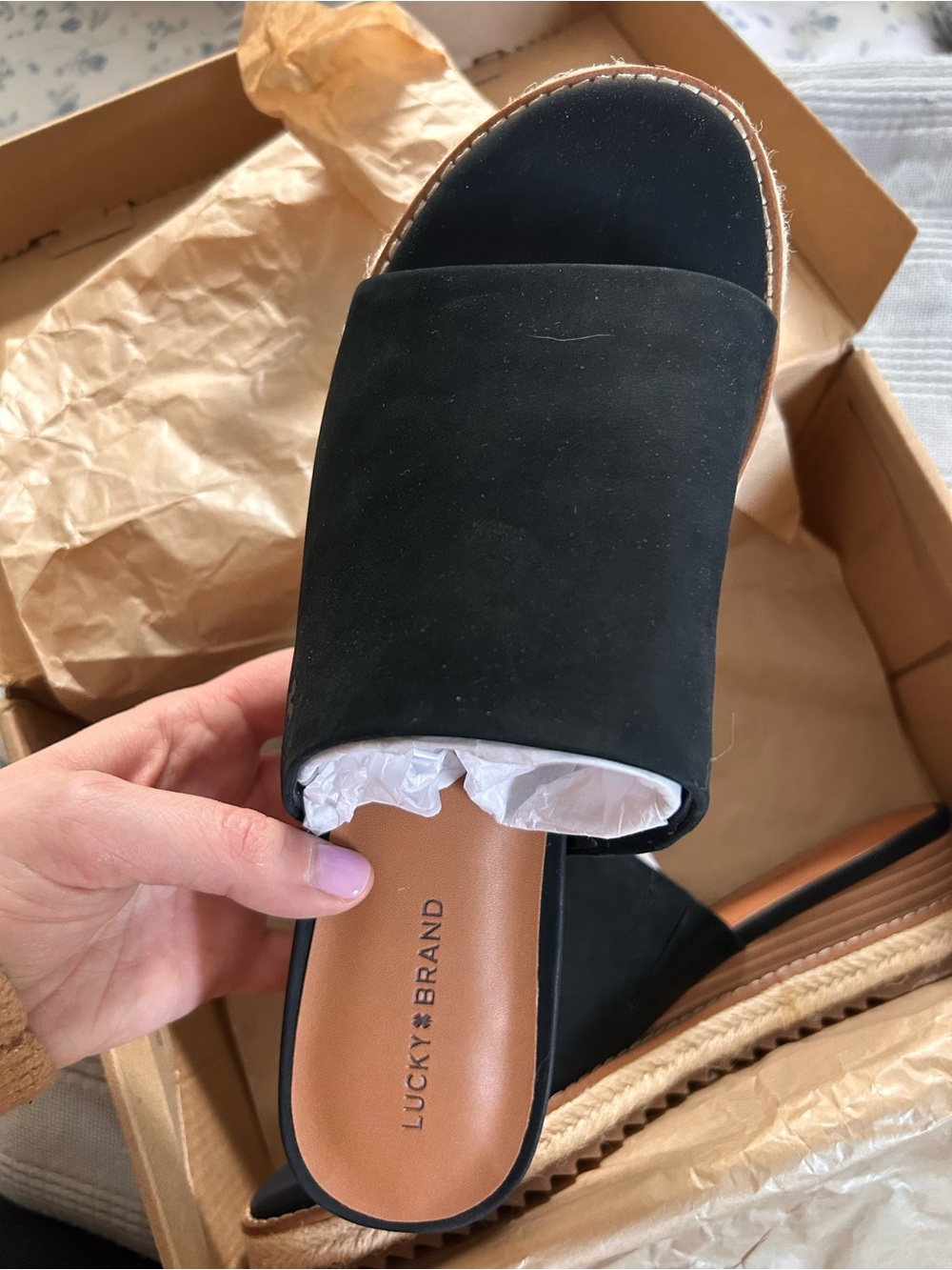 Lucky Brand Black Espadrille Slide Sandals - Picture 3 of 4